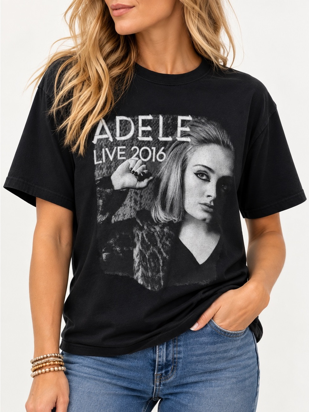 Adele Live 2016 Concert Tour T-Shirt Black Double-Sided Graphic Size M